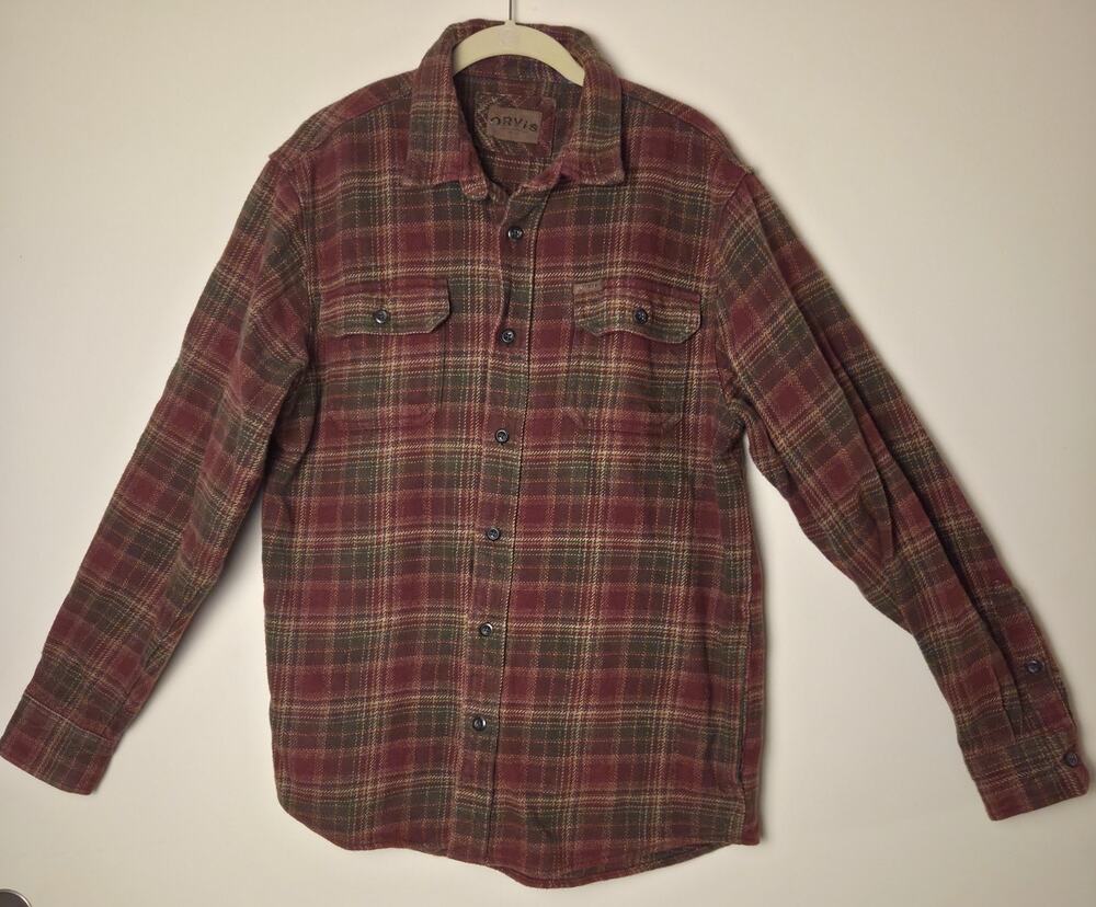 Orvis Shirt Jacket Mens M Shacket Plaid Heavy Duty Flannel Work Chore Pockets